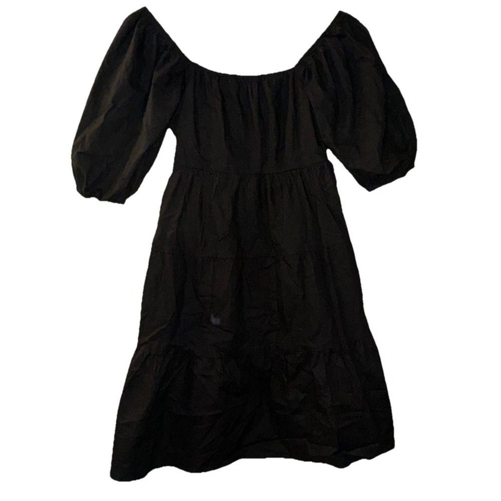Sim & Sam Babydoll Dress Puff Sleeves Smocked Ruffles Peasant Witchy Women's XS